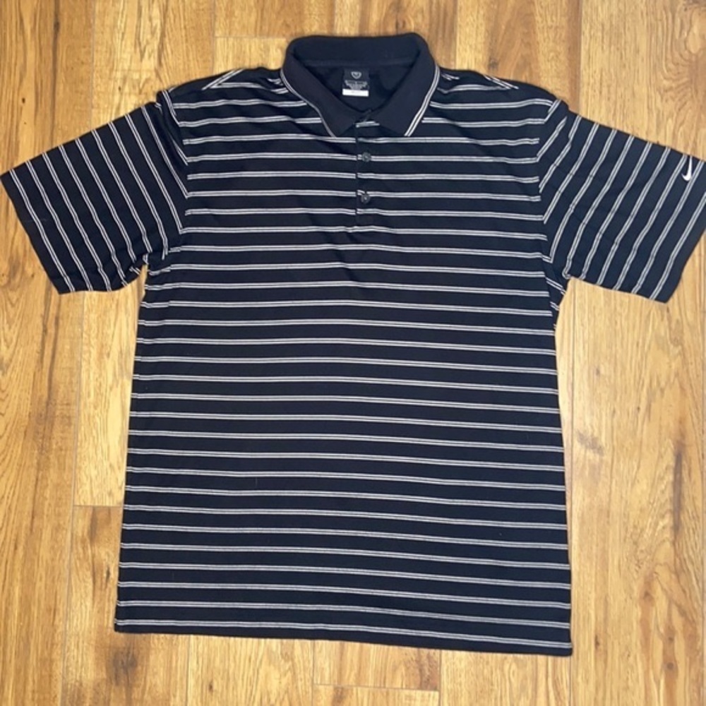 Black with white stripes Nike golf polo